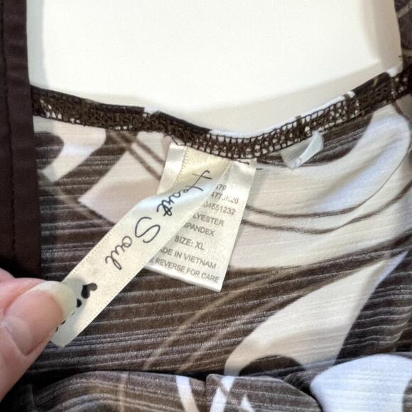 HEART & SOUL Ladies Square Neck Cap Sleeve Abstract Stretchy Peek A Boo Back XL - Picture 6 of 8